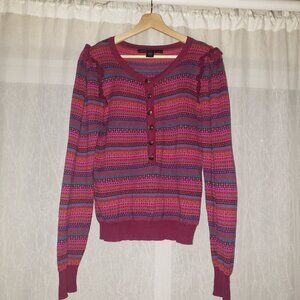 MARC BY MARC JACOBS Fair Isle Silk Cotton Cashmere Knit Ruffle Sweater Size L